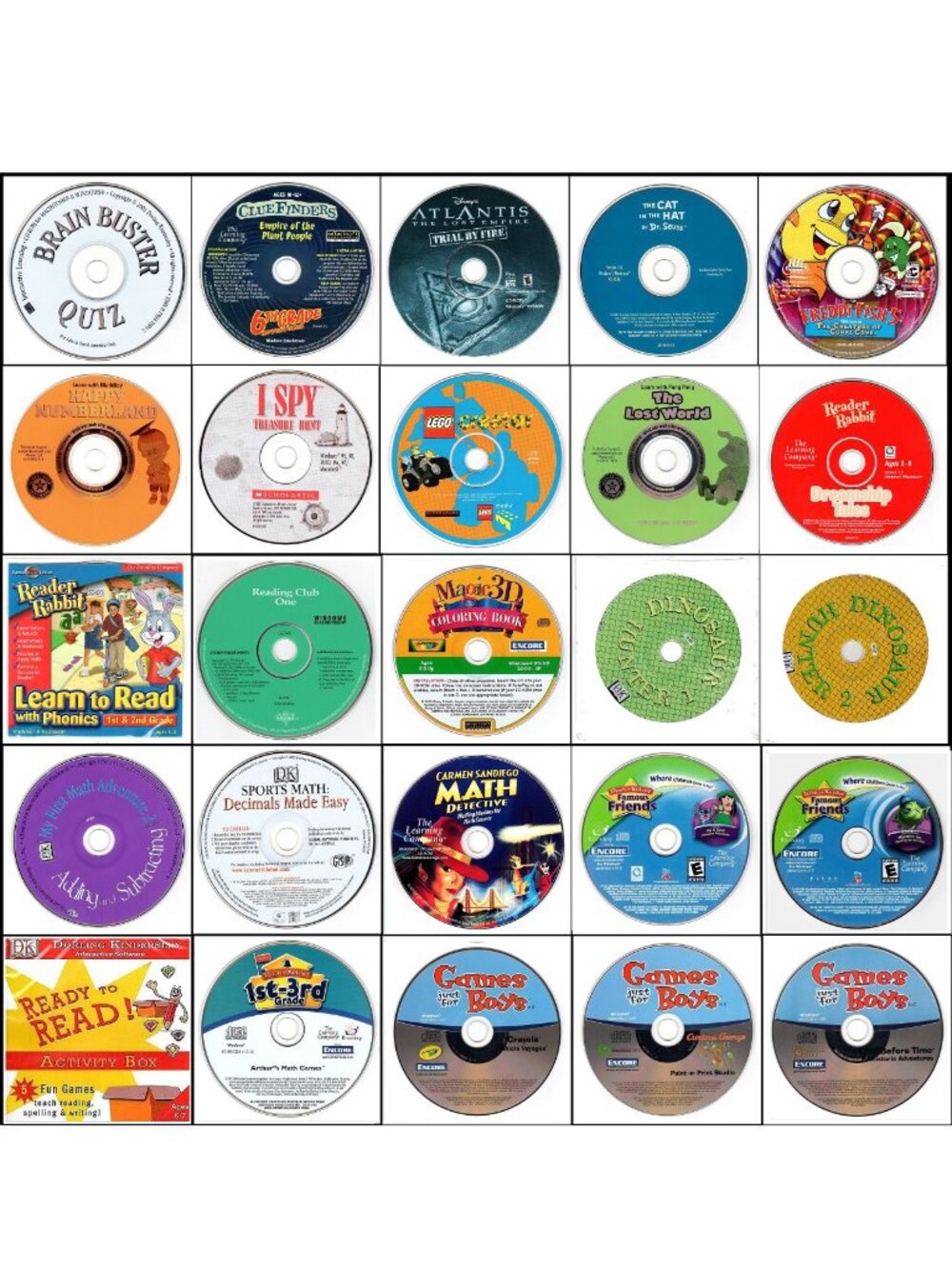 25 CD-ROM Kids Lot #6 (2001-2006) Vintage NEW or Like NEW CD's in Sleeves